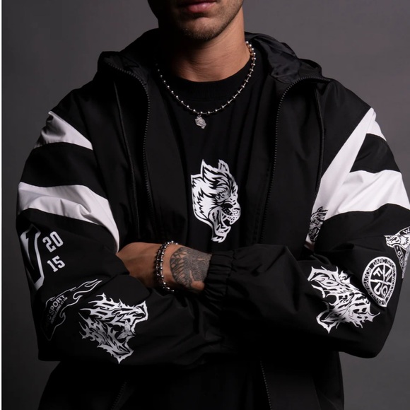 HESH BROLIC UNISEX TRACK JACKET IN BLACK/WHITE - Picture 10 of 12